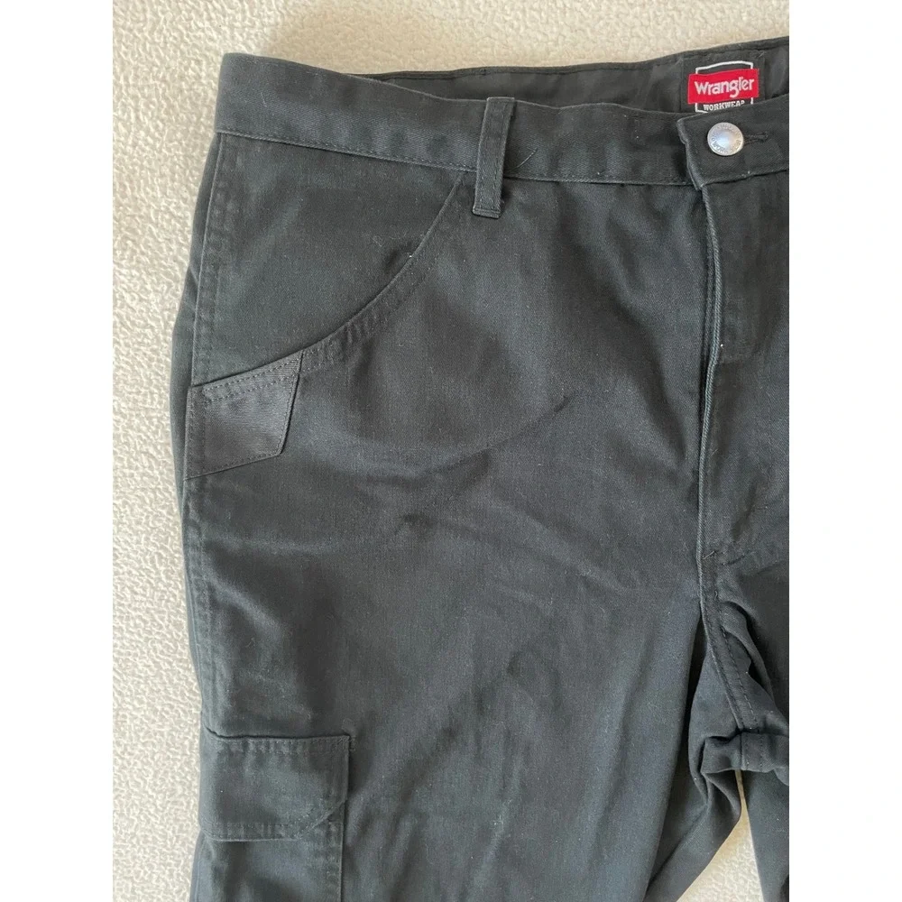 Wrangler Mens 38x30 Workwear Cargo Pants Black Cotton Blend Utility Service
